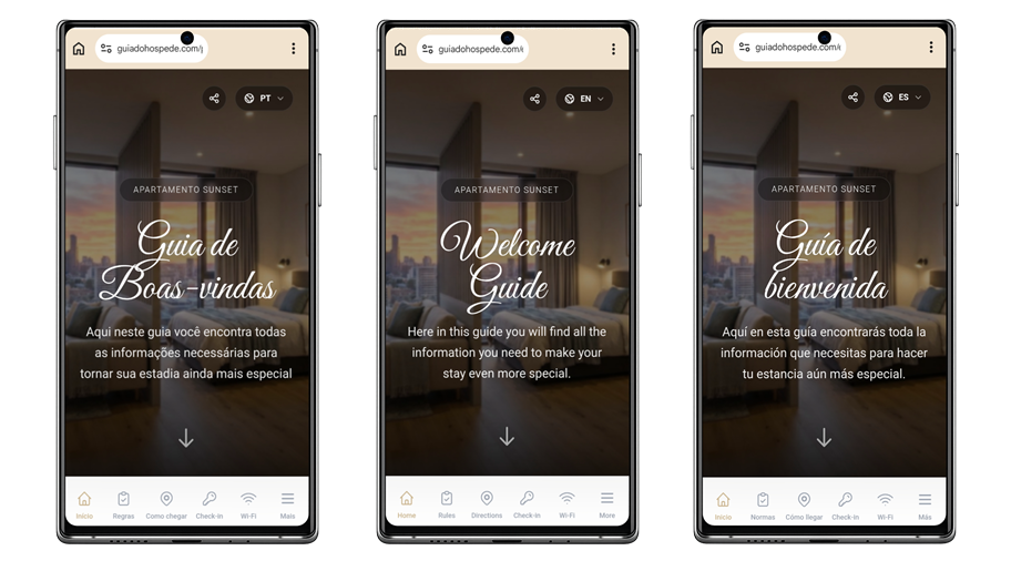 Guialo guide displayed in multiple languages